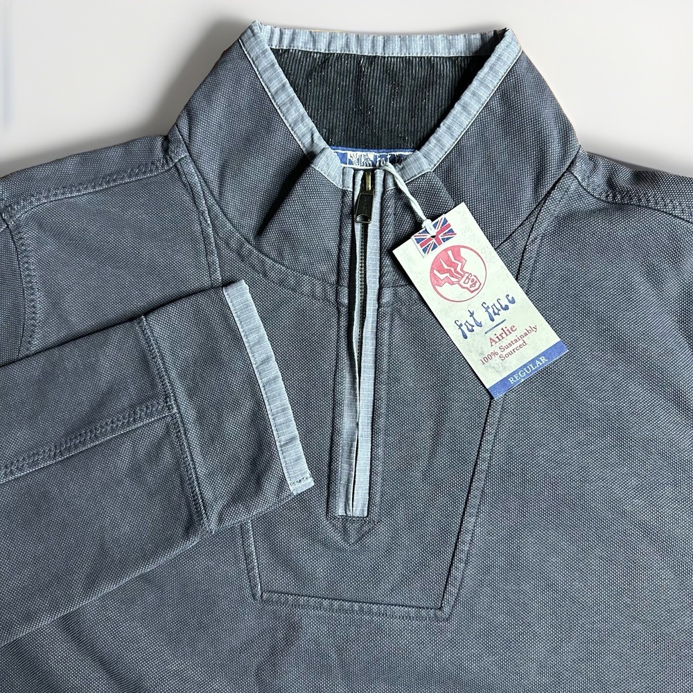 NEW Fat Face Airlie Heavyweight 1/4 Zip Sweatshirt Jacket Mens XXL Gray Cotton